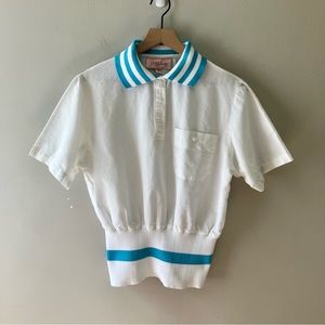 JACLYN SMITH Vintage Striped Short Sleeve Polo
